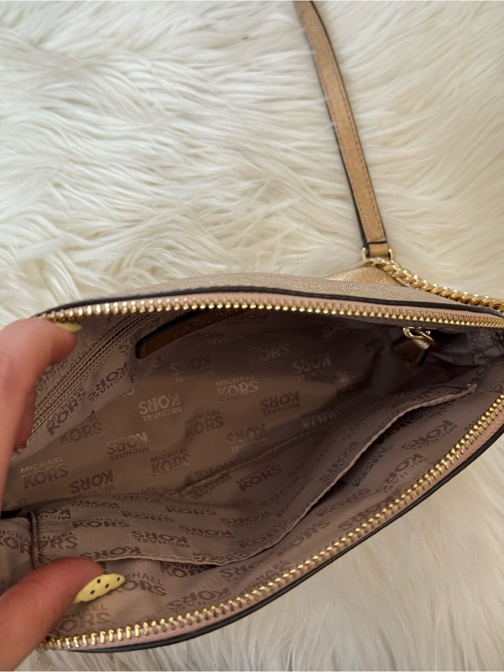 Michael Kors Rose Gold Metallic Dome Crossbody - Picture 4 of 5